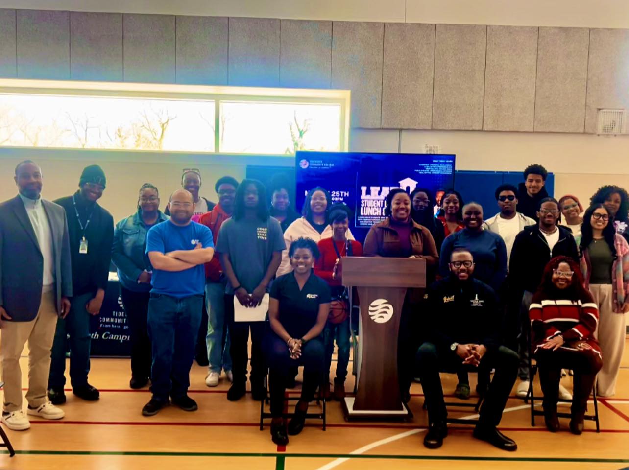 LEAD U students and mentors at a Lunch & Learn on the Tidewater Community College campus